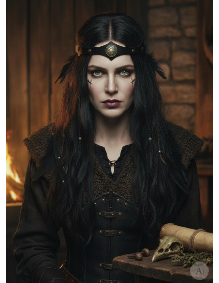 Tiara Vikinga fresno Yggdrasil en negro