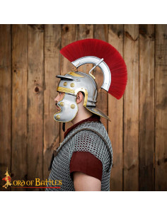 Casco imperial Galo Romano en acero pulido con penacho