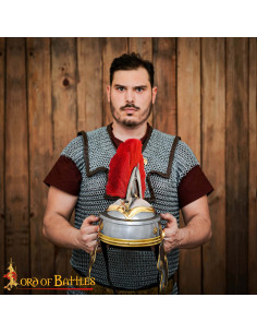 Imperialhelm Gallo Römisch aus poliertem Stahl mit... 2