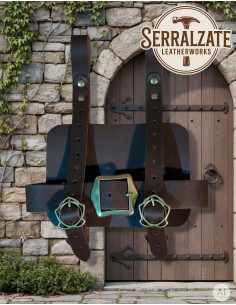 Mittelalterlicher Buchhalter aus braunem Leder mit Porta... 2