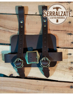 Mittelalterlicher Buchhalter aus braunem Leder mit Porta...