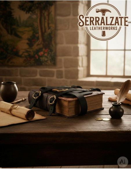 Middeleeuws kaarthouder van zwart leer