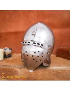 Bacinete medieval siglos XIV-XV con visera, calibre 14