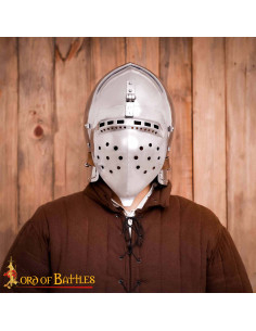 Bacinete medieval siglos XIV-XV con visera, calibre 14 2