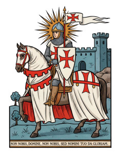Herrenweißes Templaria-Thema T-Shirt 2