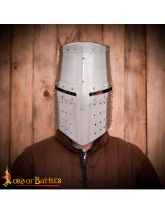 Gran Yelmo medieval de caballero siglos XIII-XIV, calibre 16