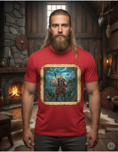 Herenshirt in rood met Thor, god van de Donder 2