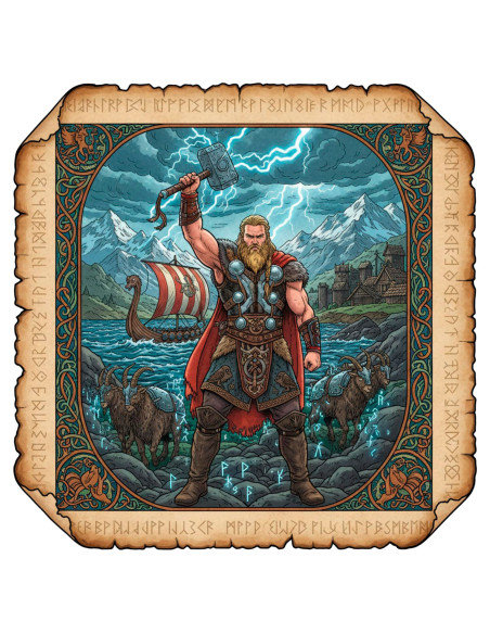 Herren rotes T-Shirt mit Thor, dem...