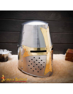 Grote Templier Helm gepolijst staal, 13e-14e eeuw