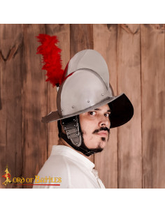 Spaans morion met veren kroonkraag uit de 16e-17e eeuw