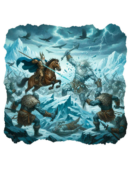 Schwarzes Herren-T-Shirt Odin vs. Jotnar