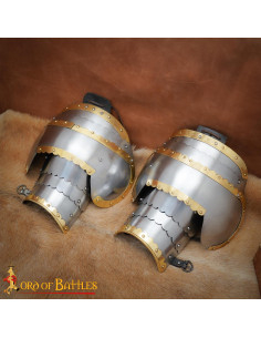 Hombreras medievales acero ribetes de latón, modelo Hussar