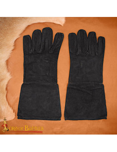 Medieval handsker i ruskind, sort farve