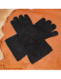 Medieval handsker i ruskind, sort farve 2