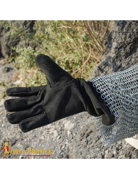 Medieval handsker i ruskind, sort farve