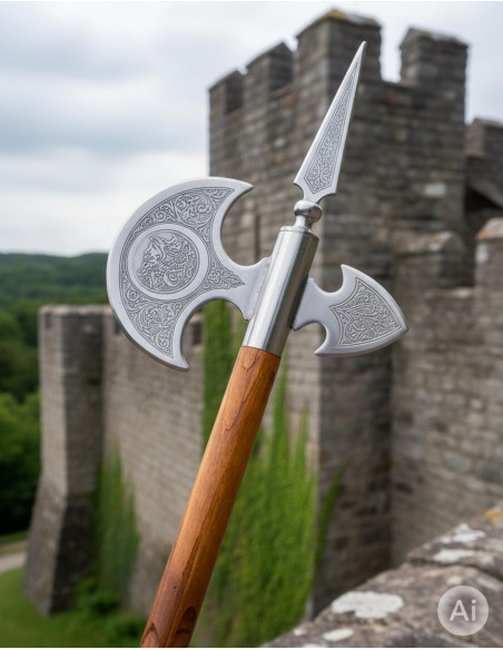 Hacha medieval envejecida, 61 cms.