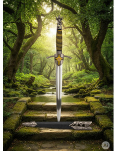 Templar Dagger met handvat van een krijger in harnas