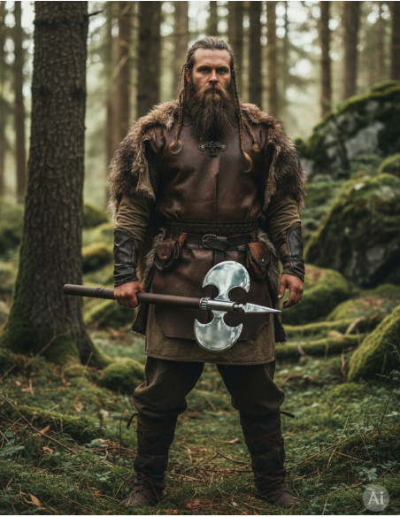 Rustikale Doppelaxt mit glatter...