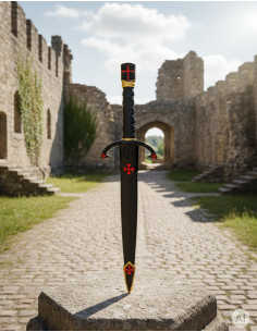 Templar Dagger met helmschaal krijger, zwart afwerking 2