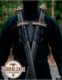Tahalí Ninja de espalda para dos espadas, negro