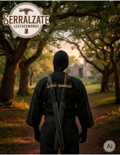 Ninja-Rückengurt für zwei Schwerter, schwarz 2