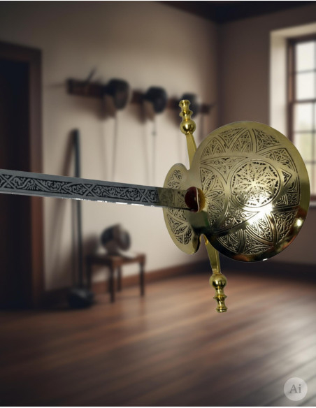 Dekorativt skjold med skal, guld