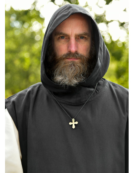 Anselmo-munkedragt i sort-naturfarvet