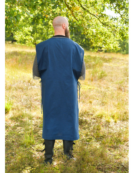 Tabardo medieval con rayas, azul y...