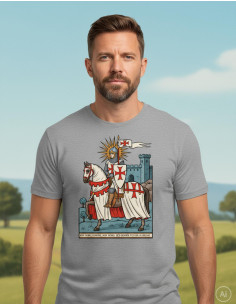 Graues Herren-T-Shirt mit Templari-Thema