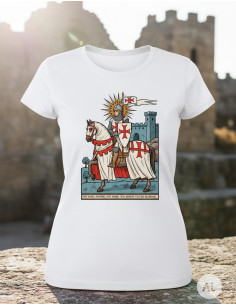 Hvid kvindet-shirt med templarisk tema 2
