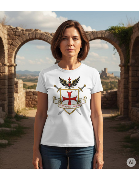 Camiseta blanca Templaria para mujer,...