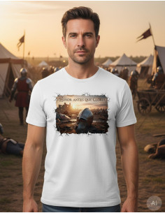 Middeleeuws T-shirt voor mannen, Eer boven Glorie