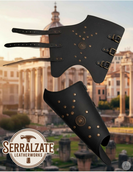 Römische Legionärsgreaves, schwarz