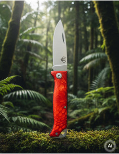 Jagtkniv Cudeman model MT-10 rød satin (med etui)