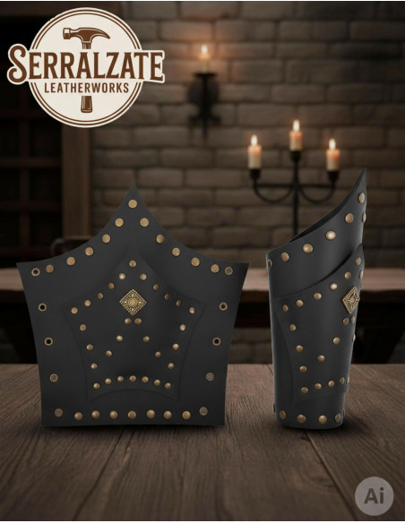 Brazaletes soldado Hernán en cuero negro