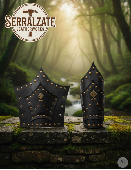 Soldatenarmband Hernán in zwart leer