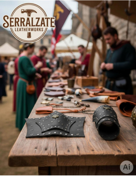 Soldatenarmband Hernán in zwart leer