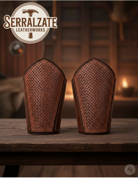 Grebas vikingas escamas en cuero marrón