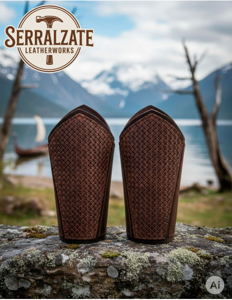 Vikingeskind med skæl i brunt læder