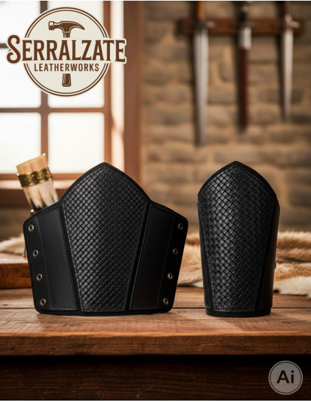 Grebas vikingas escamas en cuero negro