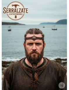 Tiara vikinga nudos celtas olas serenas en marrón 2