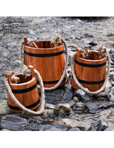 Cubo de agua rústico de madera, varios tamaños 2