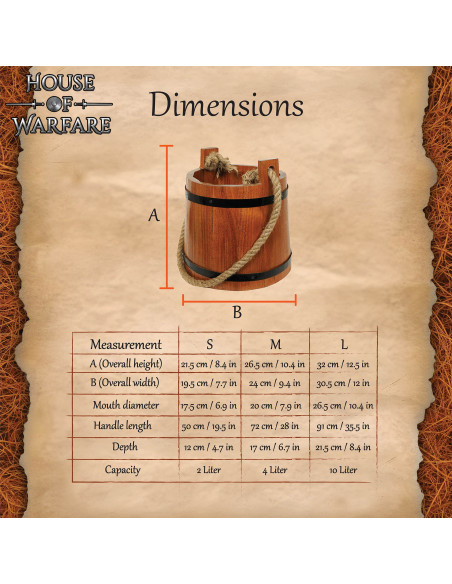 Cubo de agua rústico de madera,...