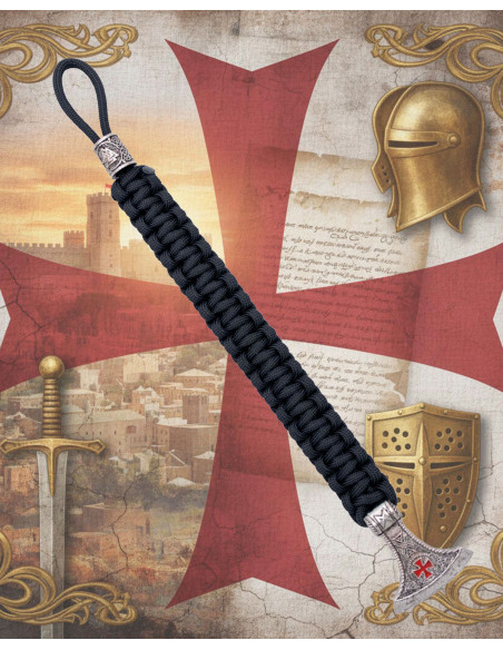Sort paracord armbånd med Templario...