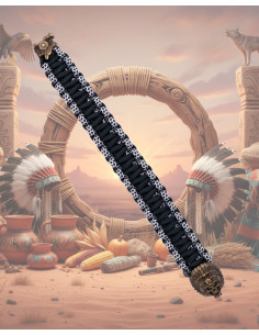 Paracord armbånd med metalspænde med indisk calavera