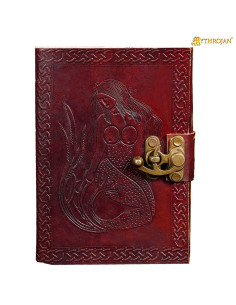 Diario medieval tapa de cuero marrón diseño Sirena