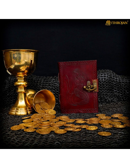 Diario medieval tapa de cuero marrón...