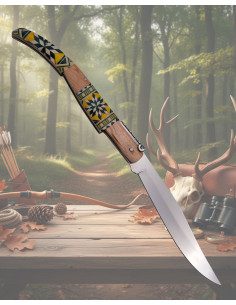Navaja carraca Third empuñadura taracea serie Mapple Wood 2