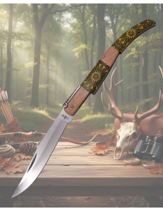 Zakmes ratel Third handvat imitatie damastserie Mapple Wood