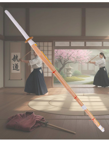 Shinnai met houten handgreep en suède...